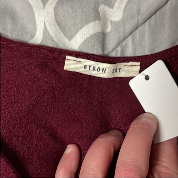 size large Byron Bay cranberry color tier mini dress - Picture 2 of 4